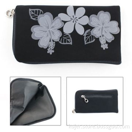Velvet Zipper Mobile Phone Pouch for iPhone, with Quality Zipper Slider and Lanyard, Comes in Black